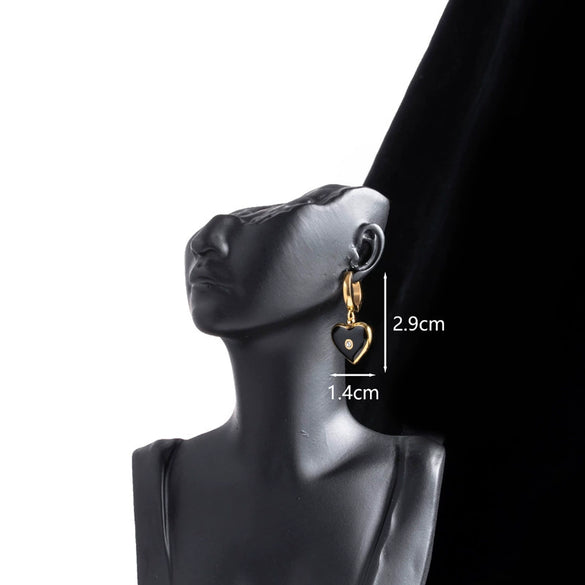 Wholesale Women's Titanium Steel Heartshaped Light Luxury Threedimensional Earrings With Electroplating Treatment