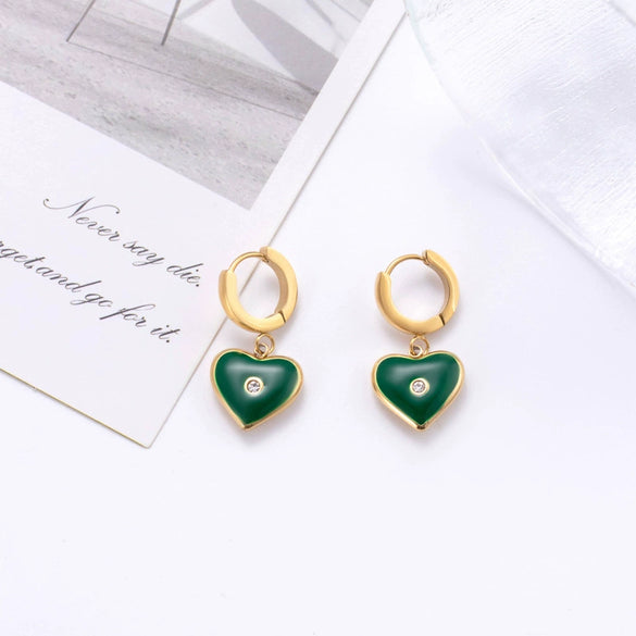 Wholesale Women's Titanium Steel Heartshaped Light Luxury Threedimensional Earrings With Electroplating Treatment