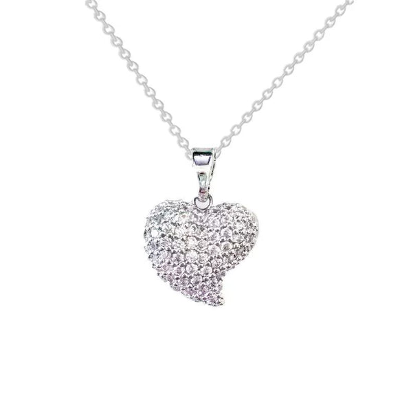 Wholesale Women's Titanium Steel Heartshaped Microinlaid Necklace With Mixed Gemstone Pendant And Geometric Pattern