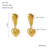 Wholesale Women's Titanium Steel Heartshaped Retro Fashion Earrings With Gold Electroplating