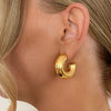 Wholesale Women's Titanium Steel Hollow Earrings Geometric Style 18K Gold Electroplated