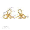 Wholesale Women's Titanium Steel Hollow Heart And Bow Earrings With Electroplating Treatment High Sense Style