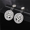Wholesale Women's Titanium Steel Hollow Tree Of Life Earrings With Polishing Treatment