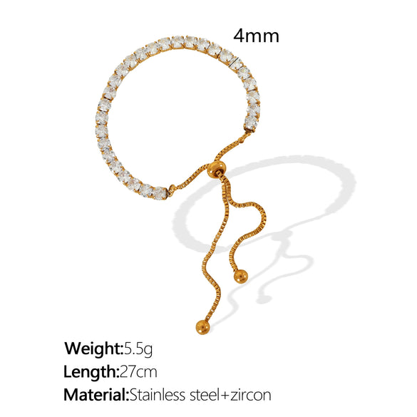 Wholesale Women's 316L Stainless Steel Inlaid Zircon Dropshaped Light Luxury Style Bracelet