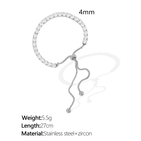Wholesale Women's 316L Stainless Steel Inlaid Zircon Dropshaped Light Luxury Style Bracelet