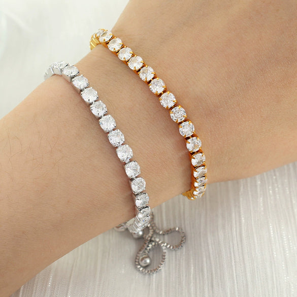 Wholesale Women's 316L Stainless Steel Inlaid Zircon Dropshaped Light Luxury Style Bracelet