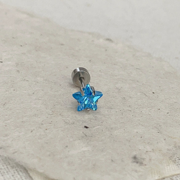 Wholesale Women's Titanium Steel Inlaid Zircon Fivepointed Star Ear Nail