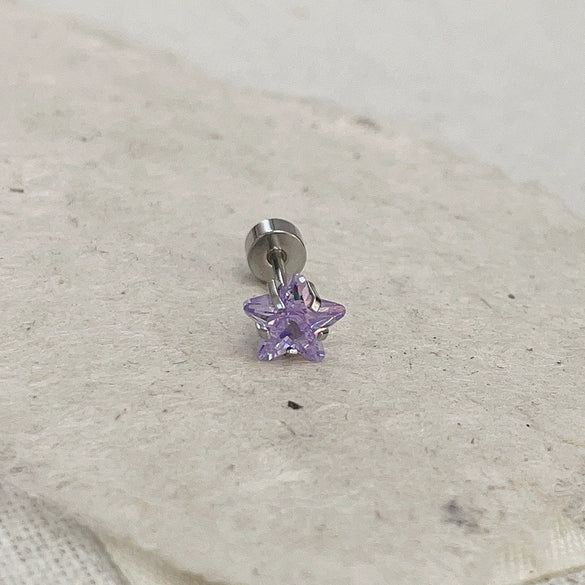 Wholesale Women's Titanium Steel Inlaid Zircon Fivepointed Star Ear Nail