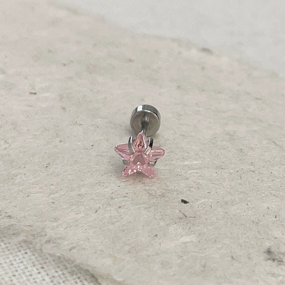 Wholesale Women's Titanium Steel Inlaid Zircon Fivepointed Star Ear Nail