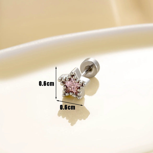 Wholesale Women's Titanium Steel Inlaid Zircon Fivepointed Star Earring