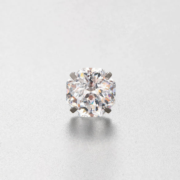 Wholesale Women's Titanium Steel Inlaid Zircon Geometric Sweet Style Handheld Flower Cut Eightsided Ear Nail