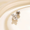Wholesale Women's Titanium Steel Inlaid Zircon Square Cross Cochlear Ear Bone Nail Princess Style