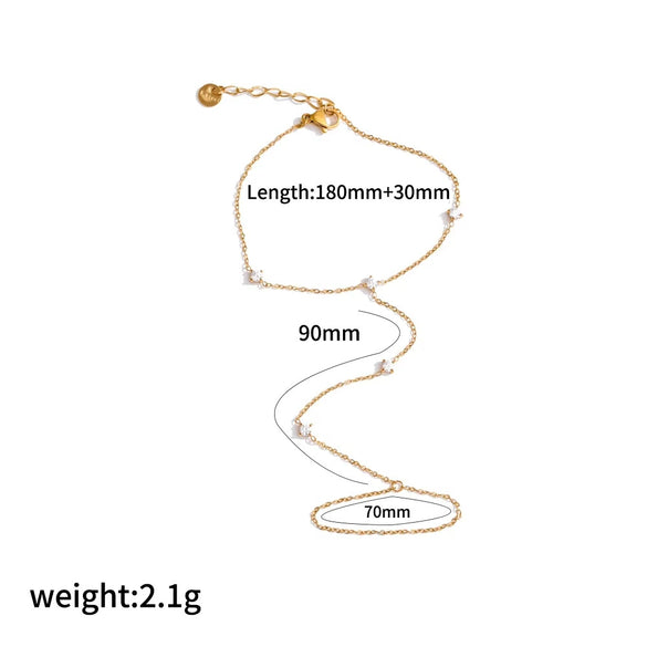 Wholesale Women's Titanium Steel Ins Style Geometric Pattern Rice Bead Chain 18K Gold Plated Bracelet
