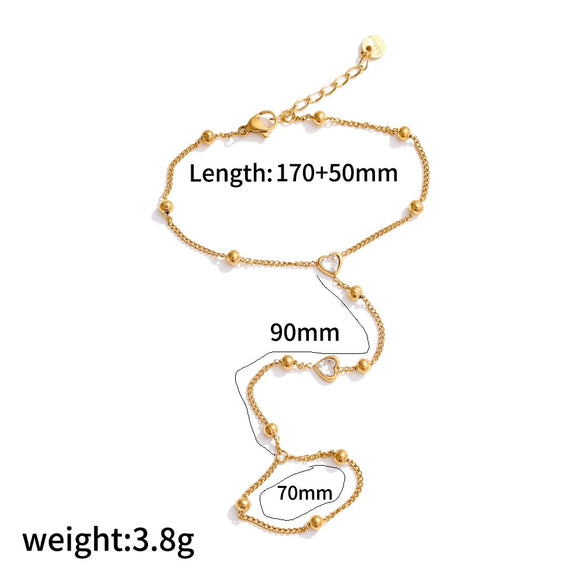 Wholesale Women's Titanium Steel Ins Style Geometric Pattern Rice Bead Chain 18K Gold Plated Bracelet