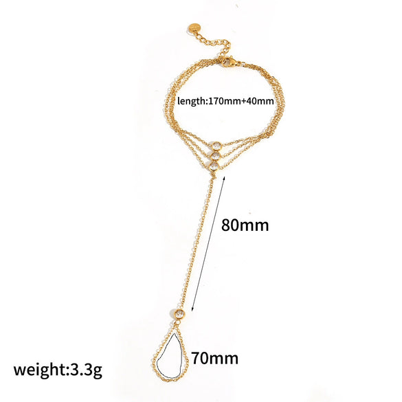 Wholesale Women's Titanium Steel Ins Style Geometric Pattern Rice Bead Chain 18K Gold Plated Bracelet