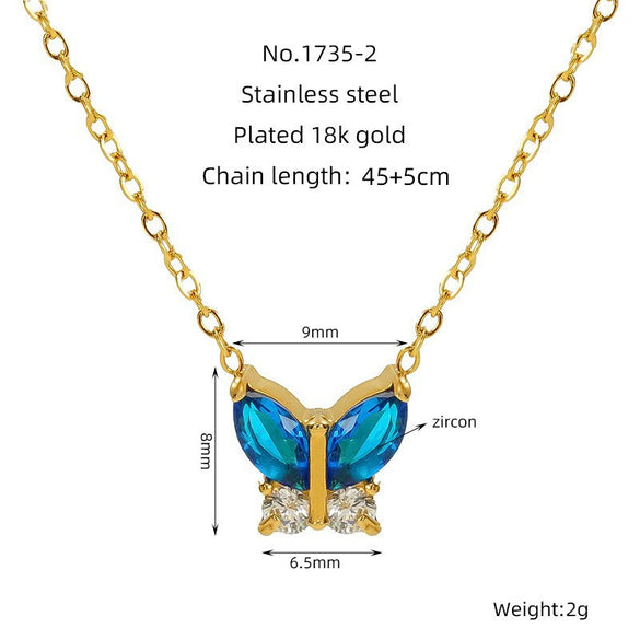 Wholesale Women's Titanium Steel Insect Butterfly Shape Electroplating Fashion Necklace