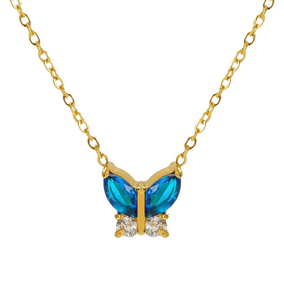 Wholesale Women's Titanium Steel Insect Butterfly Shape Electroplating Fashion Necklace