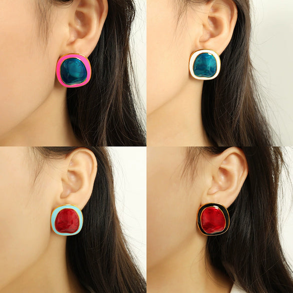 Wholesale Women's 316L Stainless Steel Irregular Geometric Electroplated Earrings Light Luxury Allmatch Jewelry Niche Design