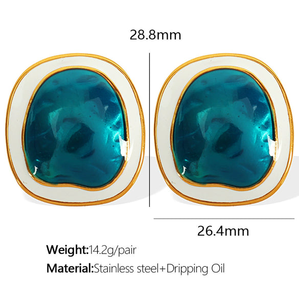 Wholesale Women's 316L Stainless Steel Irregular Geometric Electroplated Earrings Light Luxury Allmatch Jewelry Niche Design