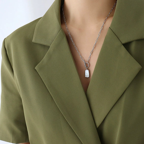 Wholesale Women's Titanium Steel Jewelry Set With Electroplating Design Including Necklace And Earrings