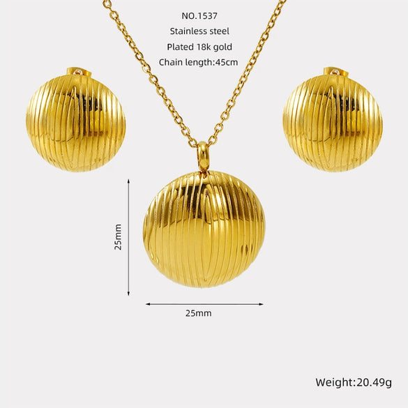 Wholesale Women's Titanium Steel Jewelry Set With Geometric Square Round Love Irregular Pattern Electroplated Earrings And Necklace