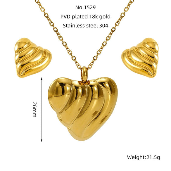 Wholesale Women's Titanium Steel Jewelry Set With Geometric Square Round Love Irregular Pattern Electroplated Earrings And Necklace