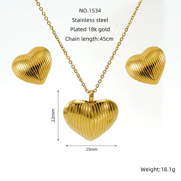 Wholesale Women's Titanium Steel Jewelry Set With Geometric Square Round Love Irregular Pattern Electroplated Earrings And Necklace