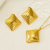 Wholesale Women's Titanium Steel Jewelry Set With Geometric Square Round Love Irregular Pattern Electroplated Earrings And Necklace