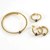 Wholesale Women's Titanium Steel Jewelry Set With Multicolored Zircon And Geometric Pattern Bracelet Earrings