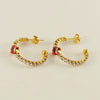 Wholesale Women's Titanium Steel Jewelry Set With Multicolored Zircon And Geometric Pattern Bracelet Earrings