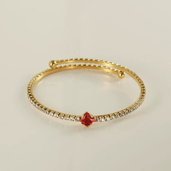 Wholesale Women's Titanium Steel Jewelry Set With Multicolored Zircon And Geometric Pattern Bracelet Earrings