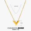 Wholesale Women's Titanium Steel Jewelry Set With V Shaped Cross Chain Letter Design And Electroplating Treatment