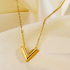 Wholesale Women's Titanium Steel Jewelry Set With V Shaped Cross Chain Letter Design And Electroplating Treatment