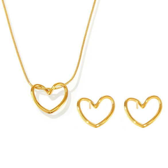Wholesale Women's Titanium Steel Jewelry Suit With Love Water Drops And Bell Pattern Electroplated Necklace And Earrings