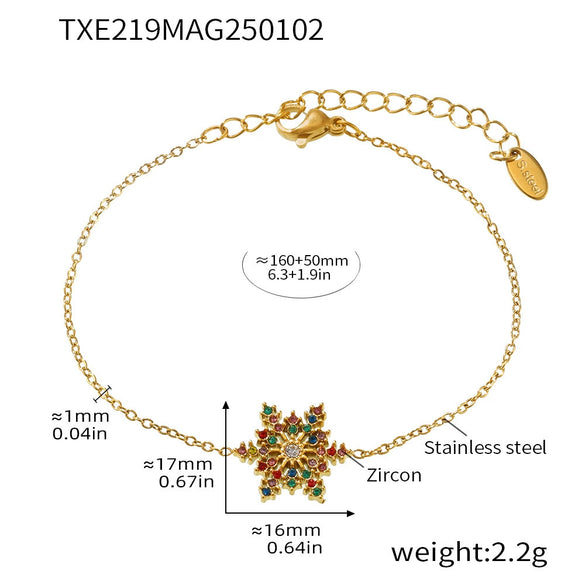 Wholesale Women's 316L Stainless Steel Jewelry With Geometric Snowflake Pattern And Pvd Plating For Christmas