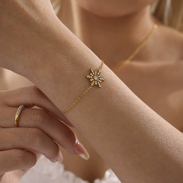 Wholesale Women's 316L Stainless Steel Jewelry With Geometric Snowflake Pattern And Pvd Plating For Christmas