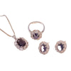 Wholesale Women's Titanium Steel Jewelry With Mixed Gemstone Inlay Geometric Pendant And O Word Chain Electroplated Design Simple Style