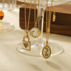 Wholesale Women's Titanium Steel 18K Gold Dripping Oil Heart Pendant Necklace