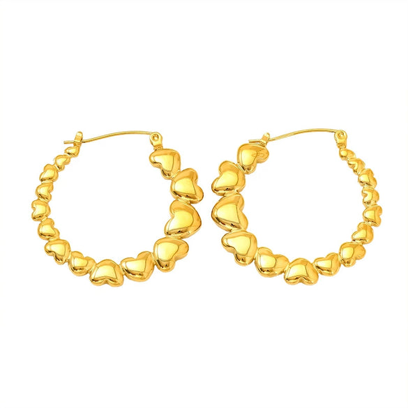 Wholesale Women's Titanium Steel 18K Gold Electroplated Heartshaped Geometric Earrings
