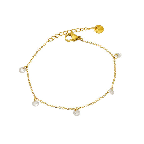 Wholesale Women's 316L Stainless Steel 18K Gold Geometric Zircon Bracelet Light Luxury Small Fresh Style