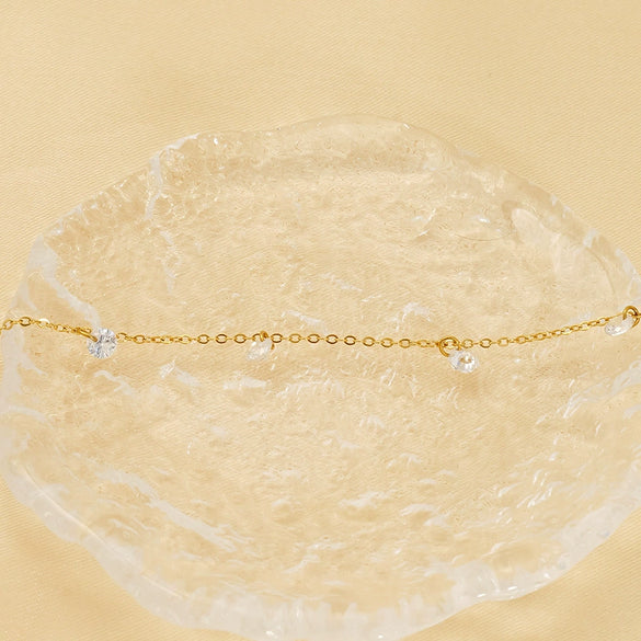 Wholesale Women's 316L Stainless Steel 18K Gold Geometric Zircon Bracelet Light Luxury Small Fresh Style
