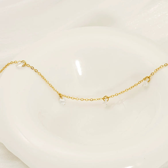 Wholesale Women's 316L Stainless Steel 18K Gold Geometric Zircon Bracelet Light Luxury Small Fresh Style