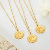 Wholesale Women's 316L Stainless Steel 18K Gold Plated Collarbone Chain With Geometric Wave Pattern Pendant Necklace