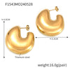 Wholesale Women's Titanium Steel 18K Gold Plated Geometric C Shaped Hollow Bright 3D Earrings With Simple Design And Electroplating Process