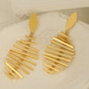 Wholesale Women's 316L Stainless Steel 18K Gold Plated Geometric Fish Bone Long Earrings Jewelry