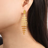 Wholesale Women's 316L Stainless Steel 18K Gold Plated Geometric Fish Bone Long Earrings Jewelry