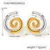 Wholesale Women's Titanium Steel 18K Gold Plated Rotary Thread Earrings With Creative Spliced Color Geometric Design And Electroplating Treatment
