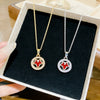Wholesale Women's Titanium Steel Leafshaped Necklace With Zircon Inlay And Oshaped Chain Light Luxury Jewelry