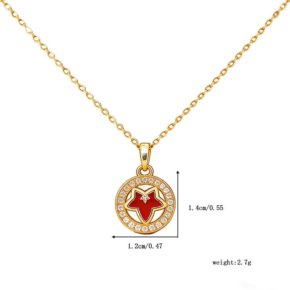 Wholesale Women's Titanium Steel Leafshaped Necklace With Zircon Inlay And Oshaped Chain Light Luxury Jewelry