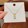 Wholesale Women's Titanium Steel Letter Geometric Light Luxury Inlaid Zircon Necklace With Cross Chain